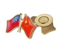 Pin De Solapa Divertido Con La Bandera De China Y Samoa - Insignia De La Amistad De Cristal De Estilo Étnico Patriótico Elegante Broche Para Corbata Para Mujer