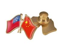 Pin De Solapa Divertido Con La Bandera De China Y Samoa - Insignia De La Amistad De Cristal De Estilo Étnico Patriótico Elegante Broche Para Corbata Para Mujer