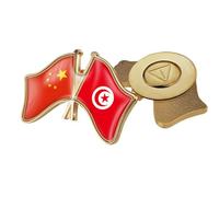 Pin De Solapa Divertido Con La Bandera De China Y Túnez Entrecruzadas Insignia De Amistad De Cristal De Estilo Étnico Patriótico Elegante Broche Para Corbata Para Mujer