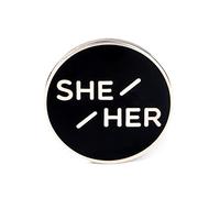 Pin de solapa esmaltada con botón de broche no binario, con diseño de "She Her Pronoun - Pin de identidad de género, Metal, Sin gemas.