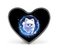 Pin de solapa esmaltado con diseño de cachorro de perro Pomerania corriendo hacia mí, broche con forma de corazón, joyería divertida para mochilas, ropa y sombreros.