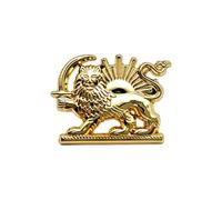 Pin de solapa esmaltado con símbolo iraní de león persa y sol, broche de metal dorado Persia para chaquetas, mochilas y sombreros