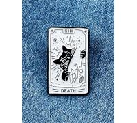 Pin de solapa esmaltado con tarjeta de tarot en blanco y negro, broche de joyería gótica misteriosa para mochilas, chaquetas y sombreros