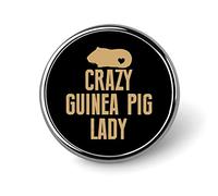 Pin de solapa esmaltado de Crazy Guinea Pig Lady, insignias redondas de metal, broches para ropa, bolsos, sombreros, decoración, joyería, regalo.