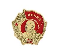 Pin de solapa esmaltado estilo soviético inspirado en Lenin, 3 x 3 cm, insignia comunista roja y dorada, broche coleccionable de martillo y hoz, broche de metal, chaqueta, sombrero, mochila, pin
