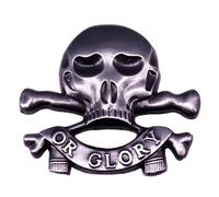 Pin de solapa esmaltado retro de la muerte y la gloria de metal con diseño de esqueleto humano, Acero inoxidable, No es una piedra preciosa