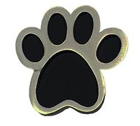 Pin de solapa esmalte plateado y negro con estampado de huellas de perros y gatos