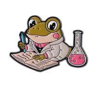 Pin de Solapa Humorístico. Bastante Ranas Químico Con Microscopio Y Tubo De Ensayo. Broche Científico, talla única, como se describe