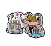 Pin de Solapa Humorístico. Bastante Ranas Químico Con Microscopio Y Tubo De Ensayo. Broche Científico, talla única, como se describe