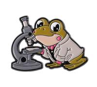 Pin de Solapa Humorístico. Bastante Ranas Químico Con Microscopio Y Tubo De Ensayo. Broche Científico, talla única, como se describe