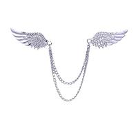 Pin de solapa para hombre, detalles de piedra, doble ala de ángel, broche de cadena, broche de traje, tachuelas de camisa, accesorios para hombre, metal, cristal, Cobre, piedra preciosa, metal, perla