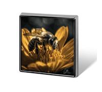 Pin de solapa personalizado con diseño de abeja seria para hombres y mujeres, bonito y divertido broche cuadrado de aleación de aluminio, fácil de usar y seguro, ideal para trajes, vestidos y fiestas