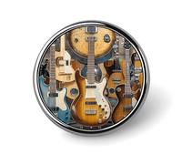 Pin de solapa personalizado con diseño de guitarra, bajo y música, instrumentos musicales, botón de aleación de aluminio, broche exquisito personalizado, pin clásico de 1 pulgada para mochilas, sombre