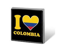 Pin de solapa personalizado "I Love Colombia", broche cuadrado, corbata, sombrero, traje, vestido, regalos para mujeres, hombres, bodas, cumpleaños