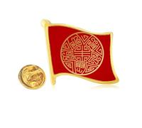 Pin de solapa redondo de China con patrón de la suerte de metal dorado