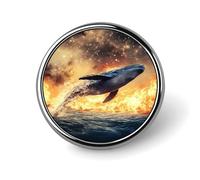 Pin de solapa redondo personalizado con diseño de guerra de ballenas, fuego y agua, insignia para sombrero, ropa, joyería, regalos para hombres y mujeres, bodas y fiestas.