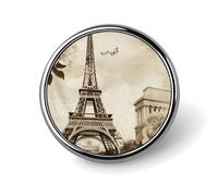 Pin de solapa redondo vintage con forma de mariposa y la Torre Eiffel de París para hombres y mujeres. Pin de esmalte de alea