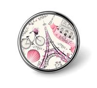 Pin de solapa romántico de la Torre Eiffel de París, insignia redonda de metal, broche decorativo de arte, regalo de joyería