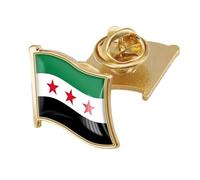 Pin de solapa vintage con banderas de Siria, artesanía elegante, materiales de hierro resistentes para aficionados a la historia e investigadores culturales, pin de solapa de bandera coleccionable, D