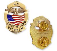 Pin de veterano de la Guardia Costera de Estados Unidos - Pin de solapa patriótico militar de doble embrague - Insignia uniforme, Metal, Sin gemas.
