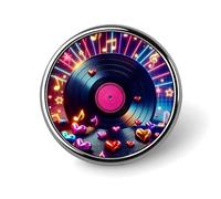 Pin de vinilo musical colorido, insignia redonda de metal, broche de solapa para hombres y mujeres, 1 pulgada