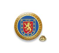 Pin emblema de la UIP Unidad de Intervención Policial en gota relieve. Montado en base de 20 mm de diámetro de zinc dorado. Con biselado ornamental tipo guirnalda - enganche tipo mariposa