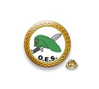 Pin emblema de los GOE Grupos de Operaciones Especiales en gota relieve. Montado en base de 20 mm de diámetro de zinc dorado. Con biselado ornamental tipo guirnalda - enganche tipo mariposa