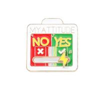 Pin en solapa, pin pin de humor | Mi actitud Pin de collar deslizante | SÍ Y NO BIJEAU DE CINTAS DE HOGNE ENAME, Se référer au descriptif, Metal, Consulte la descripción