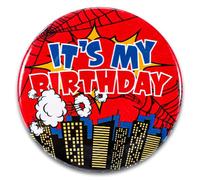 Pin Es Mi Cumpleaños, 5,8cm Diseño de Telaraña Ideal para Fiestas de Niños Niñas Hombres y Mujeres (Estilo A)