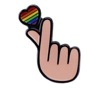 Pin esmaltado con diseño de bandera del orgullo gay, corazón, mano, Corea, arco iris, LGBTQ, amor, 3,17 cm, 1.25 Inches, Esmalte, Esmalte