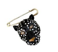 Pin esmaltado con forma de cabeza de leopardo hecho a mano, accesorios de solapa para cualquier atuendo, joyería artística de animales, One Size, Como se describe