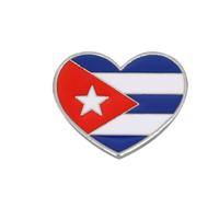 Pin esmaltado con la bandera nacional de Cuba en forma de corazón y broche de insignia cubana para mochila y abrigo, metal de acero inoxidable, sin piedras preciosas, Metal de acero inoxidable, No es