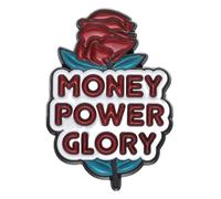 Pin esmaltado con mensaje: dinero, poder, gloria, corazón, mariposa, rosa., Klein, Metal no precioso