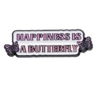 Pin esmaltado con mensaje: dinero, poder, gloria, corazón, mariposa, rosa., Klein, Metal no precioso