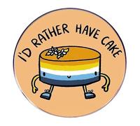 Pin esmaltado con texto en inglés "I'd Rather Be Eating Cake", insignia de solapa de metal divertida, One Size, Acrílico