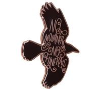 Pin esmaltado con texto en inglés "No Mourners No Funerals", gótico, cuervo negro volando en vuelo de seis cuervos, 3,3 cm, 1.3 Inches, Esmalte, Esmalte
