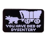 Pin esmaltado de 1.4 pulgadas con texto en inglés "You Have Died of Dysentery Oregon Trail Hitched Wagon Classic 80s Video Game", 1.4 Inches, Esmalte, Esmalte
