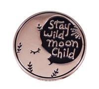 Pin esmaltado de 3 cm con texto en inglés "Stay Wild Moon Child Zen Nature Meditation Yoga Night Sky Wilderness Wilderness Outdoor Camping, Esmalte, Esmalte