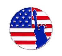 Pin esmaltado de la Estatua de la Libertad y estrellas y rayas | Pin de solapa redondo de la bandera de Estados Unidos | Accesorio del orgullo patriótico americano (1.35 x 1.35 pulgadas)