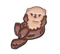 Pin esmaltado de nutria marina con respaldo de seguridad, Esmalte, Sin gemas.