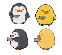 Pin esmaltado de pingüino de pato de dibujos animados con cuchillo esmaltado de animales encantadores pin de solapa de pato lindo broche de dibujos animados pin de seguridad decorativos para ropa,