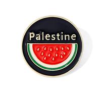 Pin esmaltado de sandía, bonitos pines de Palestina, broches de frutas de verano, mapa de Palestina de rebanada de sandía, Size, Aluminio