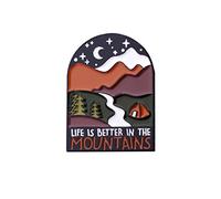 Pin esmaltado decorativo Life is Better in the Mountains para mochilas, chaquetas, sombreros, pin esmaltado, Zinc, Sin gemas.