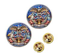 Pin esmaltado del 250 aniversario de Estados Unidos, pin de solapa conmemorativo de metal chapado en oro, broche de patriota histórico 1776-2026 para Navidad, Día del Patriota, Día de los Veteranos, 3