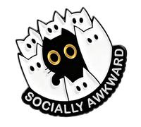 Pin esmaltado expresivo de gatos de dibujos animados para compartir momentos socialmente incómodos y sentimientos de baja energía con humor de animales, One Size, como se describe