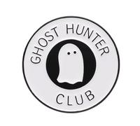 Pin esmaltado Ghost Hunter Club, insignia de investigador paranormal de 3 x 3 cm, broche de solapa espeluznante en blanco y negro, divertido regalo sobrenatural para chaqueta, sombrero o mochila