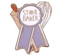 Pin esmaltado Star Baker, diseño de cinta de premio de lavanda, insignia de metal en tono dorado, gran broche británico para espectáculo de horneado, regalo de panadero