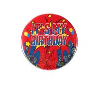 Pin Feliz Cumpleaños, 5,8cm Pin Es Mi Cumpleaños Temática de Telaraña Accesorios para Fiestas Decoración para Niñas Niños Mujeres y Hombres (Estilo 1)