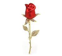 Pin for Women Fashion Accessories Ladies Elegant Red Flower Classic Party Rose Shaped Brooch Made in China