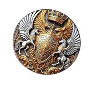 Pin gótico de doble cabeza con símbolo de autoridad y sueño con brillo dorado versátil para atuendos, broche unisex